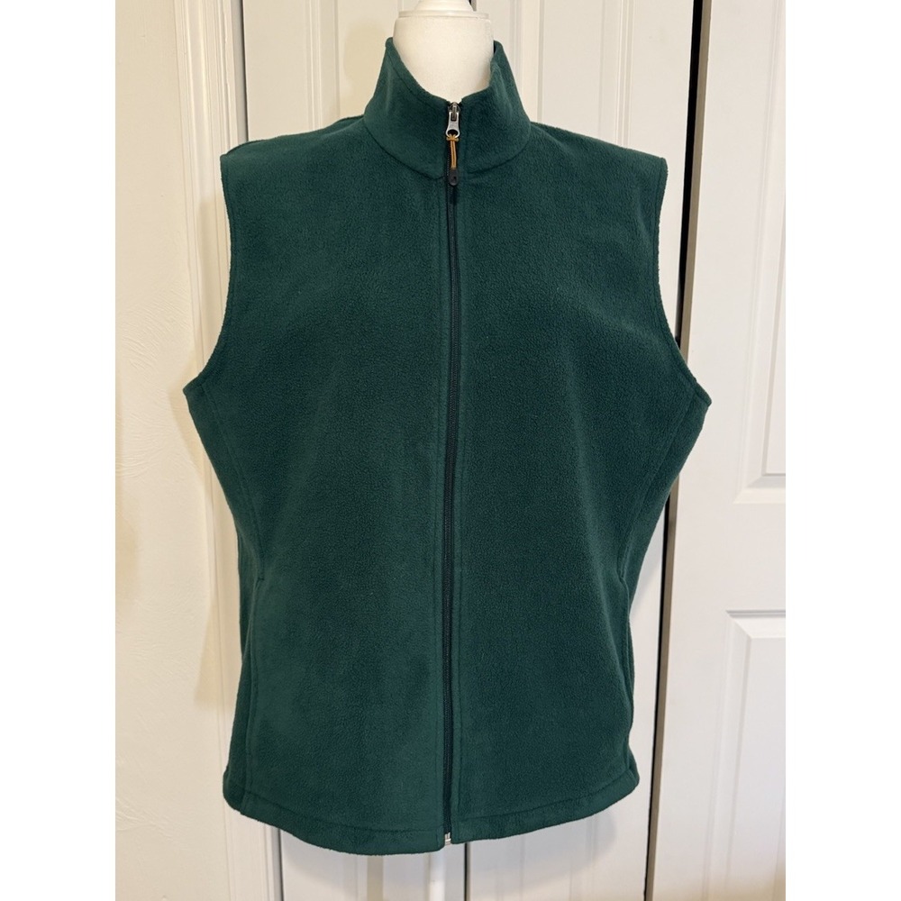 Woolrich Fleece Vest Mens Size XL/TG GreenFull Zip Mock Neck